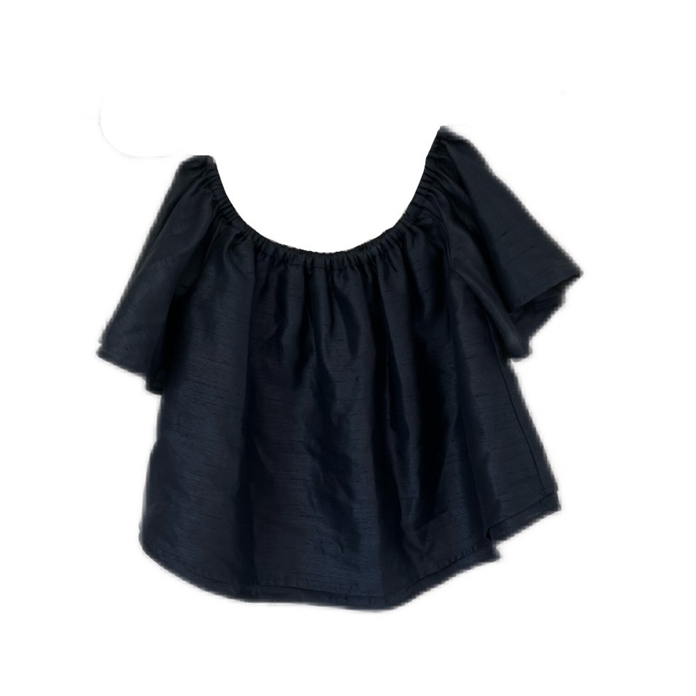 Navy Linen Blend J.O.A Off the shoulder blouse